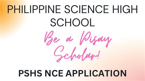 Pisay Scholarship: PSHS NCE Application AY 2024 .